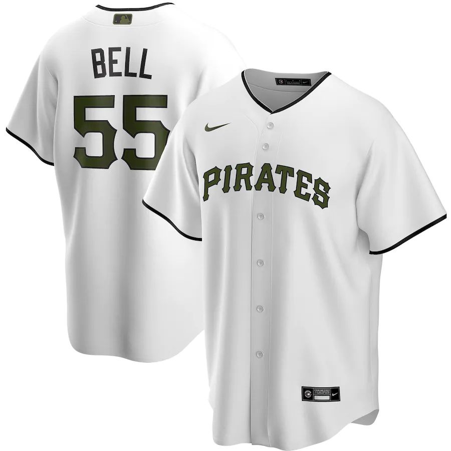Cheap Mens Pittsburgh Pirates 55 Josh Bell Nike White Alternate Replica Player Name MLB Jerseys